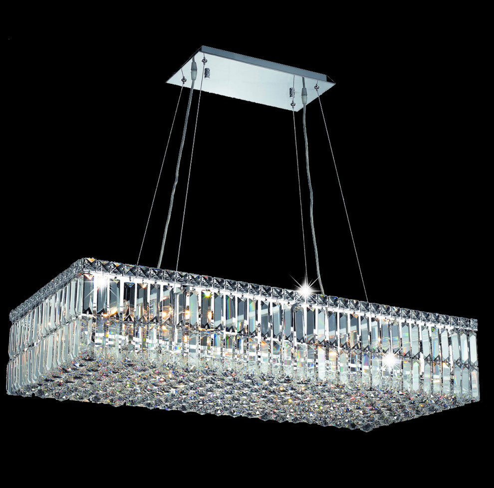 Artistry Lighting Maxim Rectangle Collection Crystal Chandelier in Chrome, 36x18