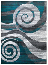 Clifton Collection Rectangle 8' x 10' Swirl Patterned Area Rug, Turquoise