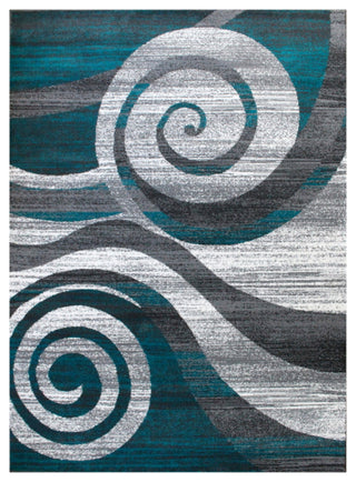 Clifton Collection Rectangle 8' x 10' Swirl Patterned Area Rug, Turquoise