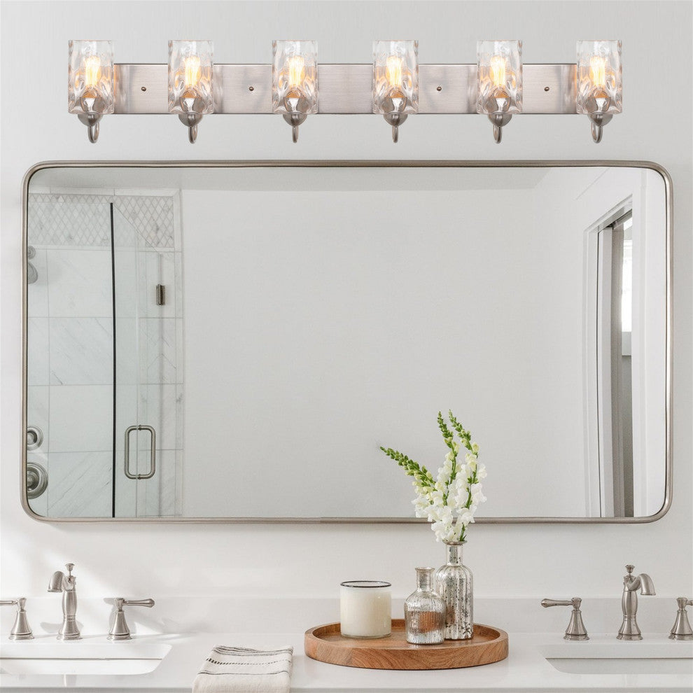 Kira Home Armada II 48" Over Mirror / Bathroom Light, Hammered Glass Shades