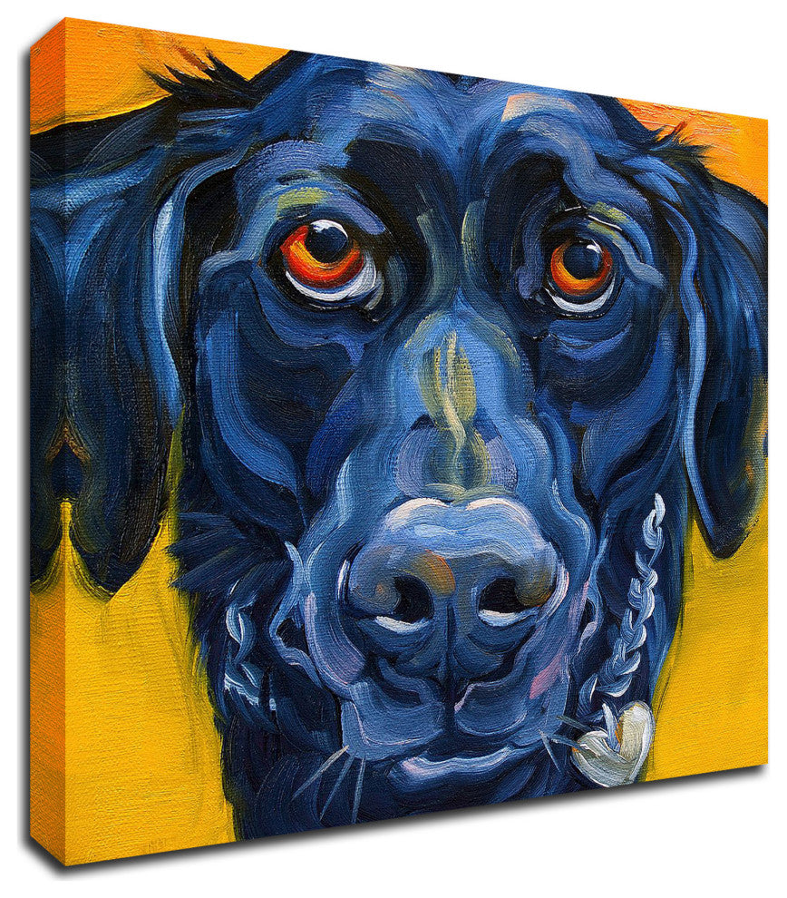 "Black Dog" by CR Townsend, Print on Canvas, 18"x18"
