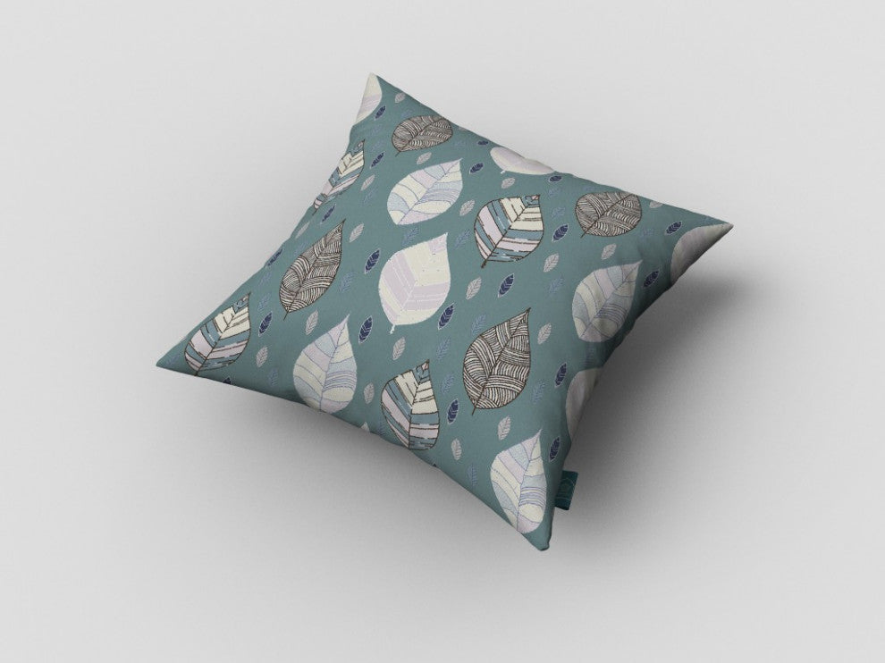 20 Pine Green Leaves Suede Decorative Throw Pillow