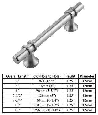 Brushed Nickel Handle Pull 7-1/2" (192mm) Hole Centers, 10" Overall Length