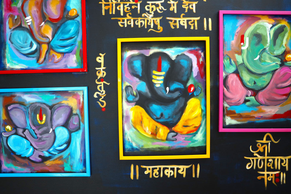 Abstract GANESHA Texture Painting, spiritual abstract expressionism figurative