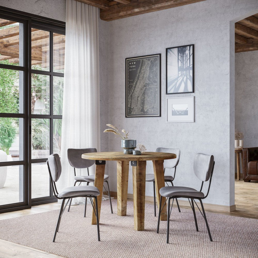 Reclamation Five Piece Round Rustic Reclaimed Solid Wood Round Dining Set