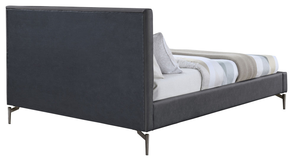 Gallo Vegan Leather Upholstered Bed, Gray, Queen