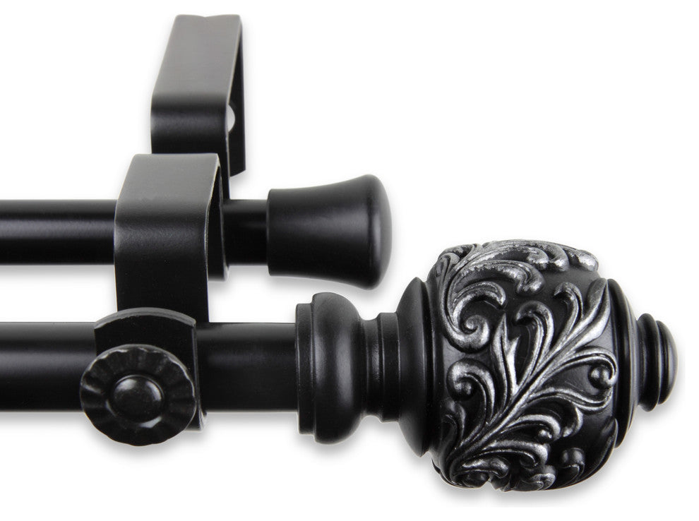 Tilly Double Curtain Rod, Black, 84"-120"