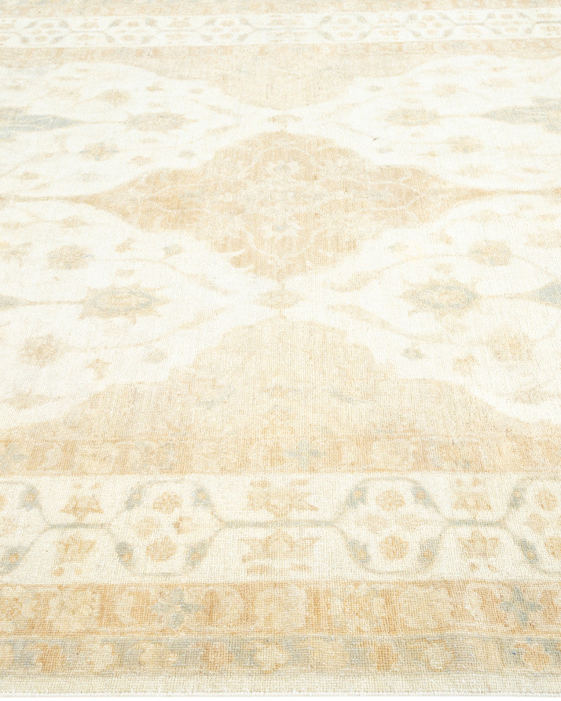 Eclectic, One-of-a-Kind Hand-Knotted Area Rug Ivory, 5'10"x13'4"