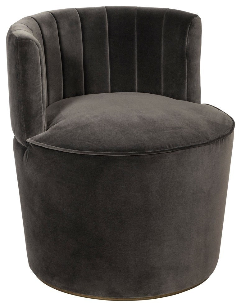 August Chair, Antique Brass, Shadow Gray Fabric