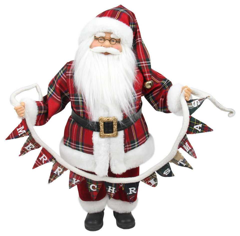 18" Santa Claus Holding a "Merry Christmas" Banner Tabletop Decoration