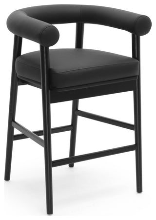 Spara Vegan Leather Counter Stool, Black