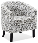 Modern Club Chair Barrel Design, Brown/White