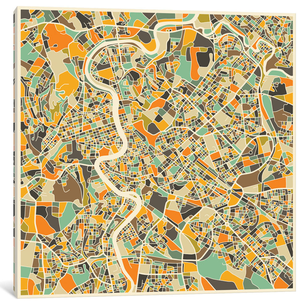 "Abstract City Map of Rome" by Jazzberry Blue, 37x37x1.5