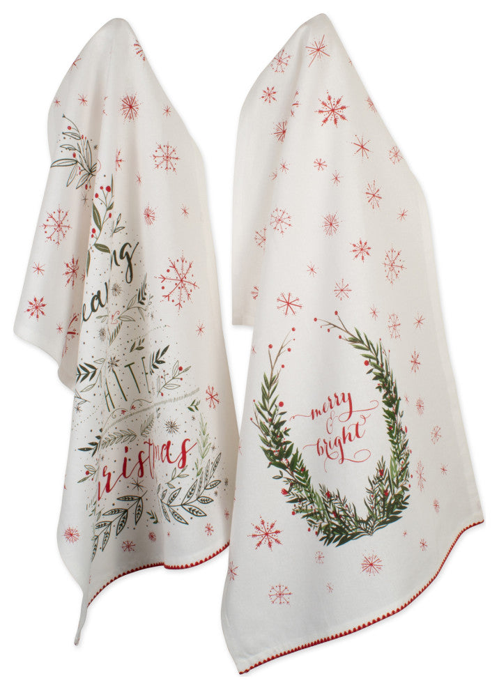 DII Assorted Noel Printed Dishtowel, 2-Piece Set