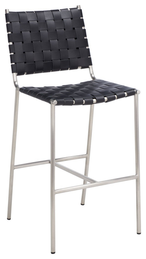 Safavieh Olenna Woven Counter Stool, Black/Silver