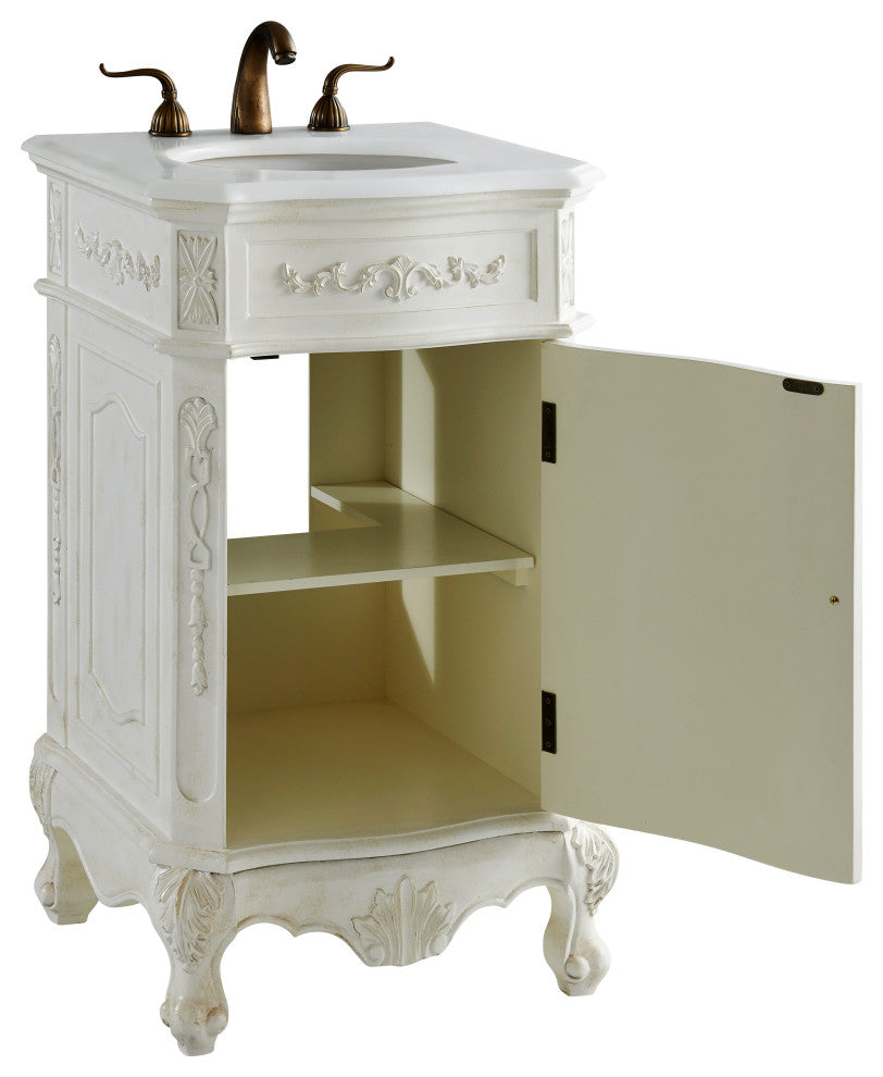 Bathroom Vanity, Antique White, 21", Single Sink