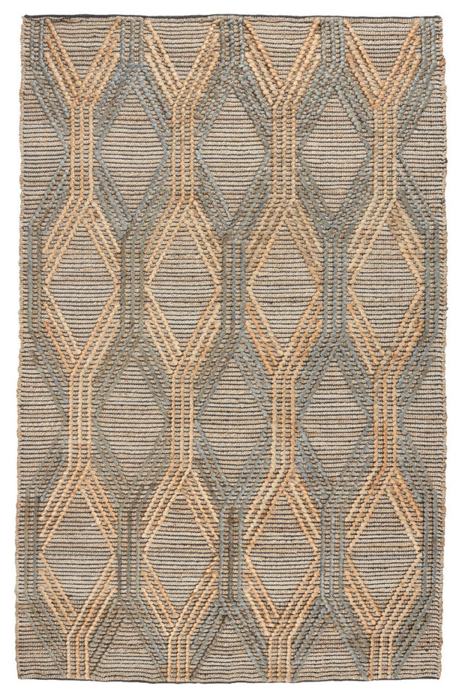 Manitou Beige and Blue Accent Rug, Natural/ Mineral Blue, 5x8