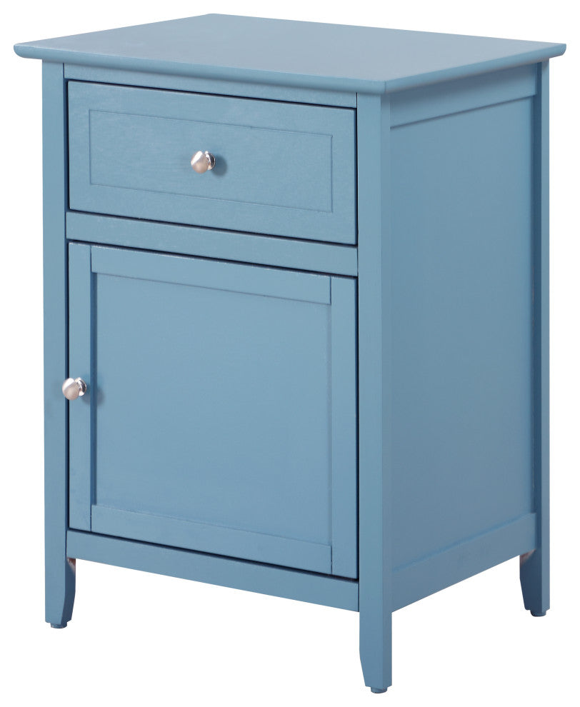 Izzy 1-Drawer, 1-Door Nightstand, Cherry, Teal
