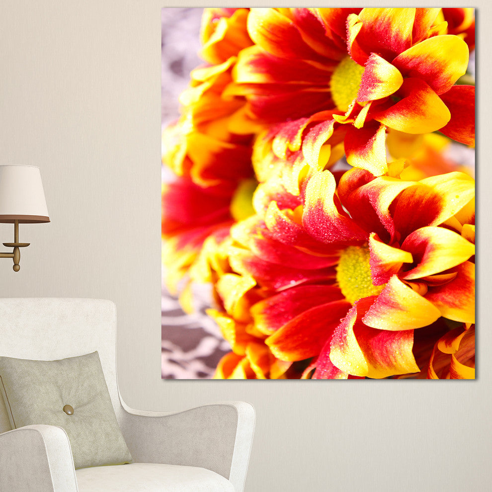 Red Yellow Flower Background Photo, Large Floral Canvas Artwork, 30"x40"
