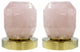 CastelloUSA Widespread 3 Hole Bath Faucet, Two Rose Quartz Handles, Brushed Gold
