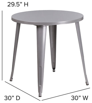 30" Round Silver Metal Indoor-Outdoor Table