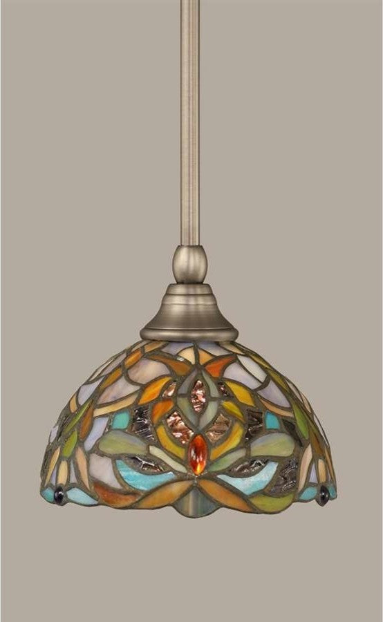 Toltec Lighting Stem Mini Pendant, 7" Kaleidoscope Tiffany Glass