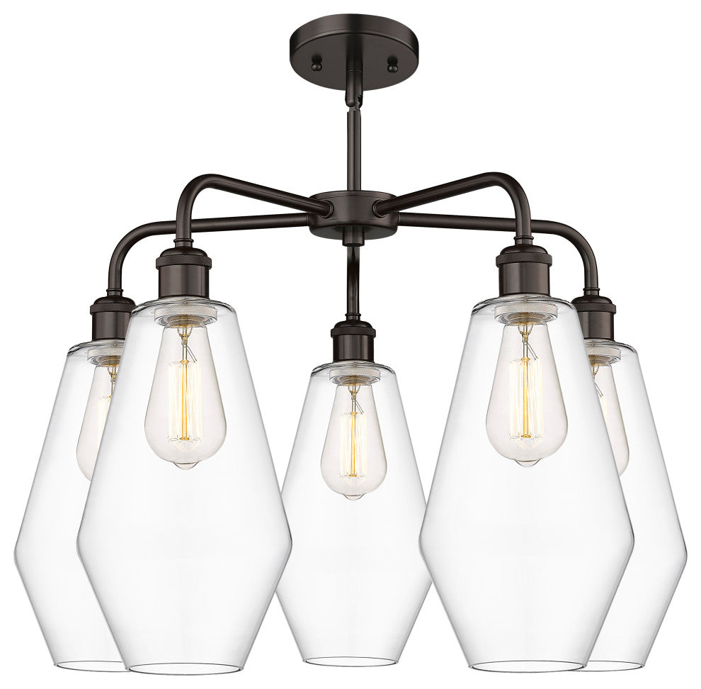 Cindyrella 5-Light 25" Stem Chandelier, Oil Rubbed Bronze, Clear Shade