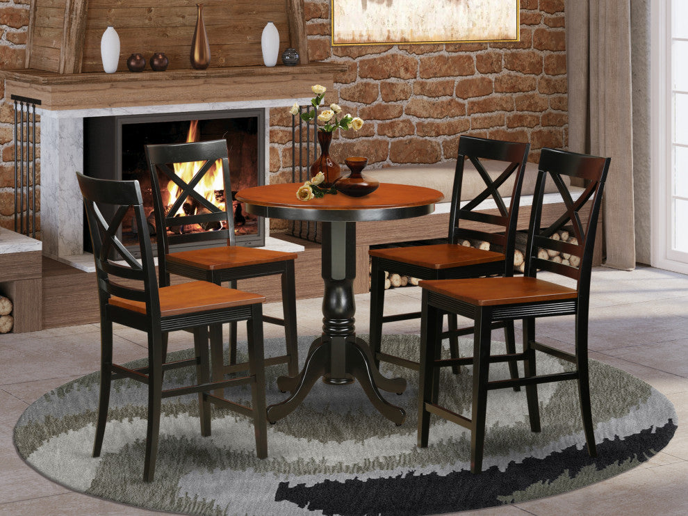 5 Pc Counter Height Pub Set, Counter Height Table, 4 Counter Height Chair.