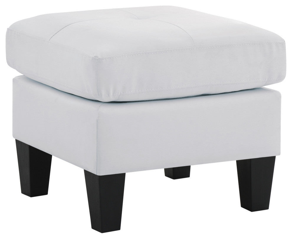 Newbury White Faux Leather Upholstered Ottoman