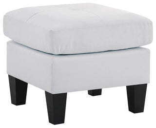 Newbury White Faux Leather Upholstered Ottoman
