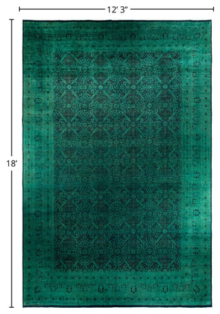 Overdyed, One-of-a-Kind Hand-Knotted Area Rug Green, 12'3"x18'0"