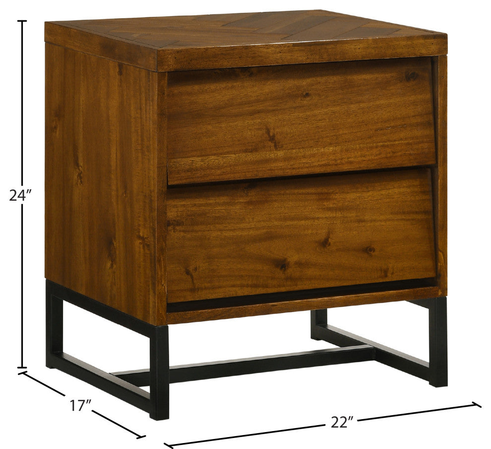 Reed Night Stand, Brown Antique Coffee Wood Finish