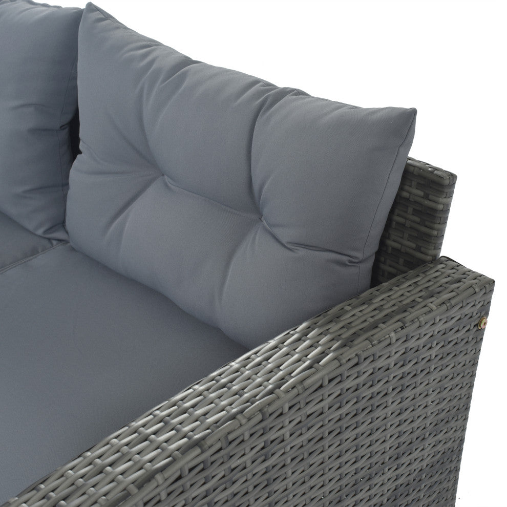 9 Pieces Outdoor Large Wicker Reversible Patio Sectional with Table and Cushions