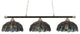 Oxford 3 Light Bar In Chrome and Matte Black, 16" Blue Mosaic Tiffany Glass