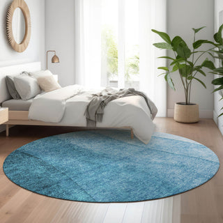 Premium Machine Washable Mayfield AMF625 Teal 8' x 8' Round Rug