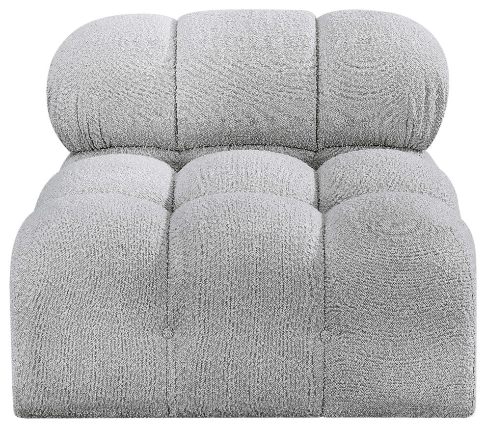 Ames Boucle Fabric Modular Chair, Grey, Armless Chair