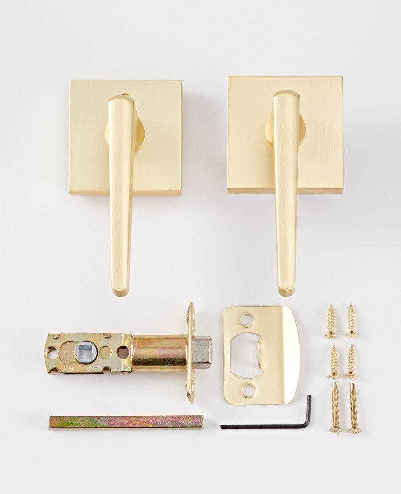 Modern Series Basel Passage Lever, Satin Brass
