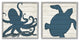 Nautical Blue Silhouette Octopus Sea Turtle Aquatic Animals,12 x 12