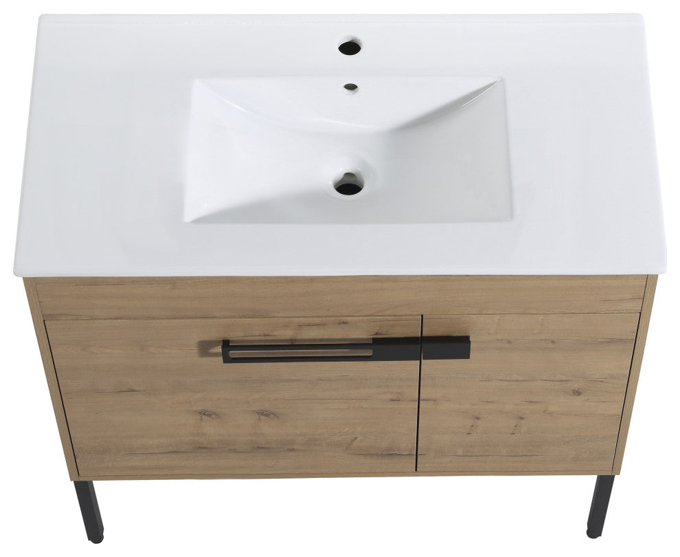 BNK 36 Inch Freestanding Bathroom Vanity With Sink, With Soft Close Doors, Imitative Oak