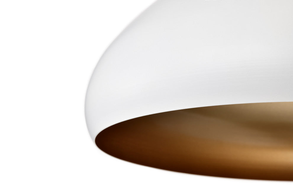 1-Light 12 in. White Single Pendant With Teardrop Metal Shade