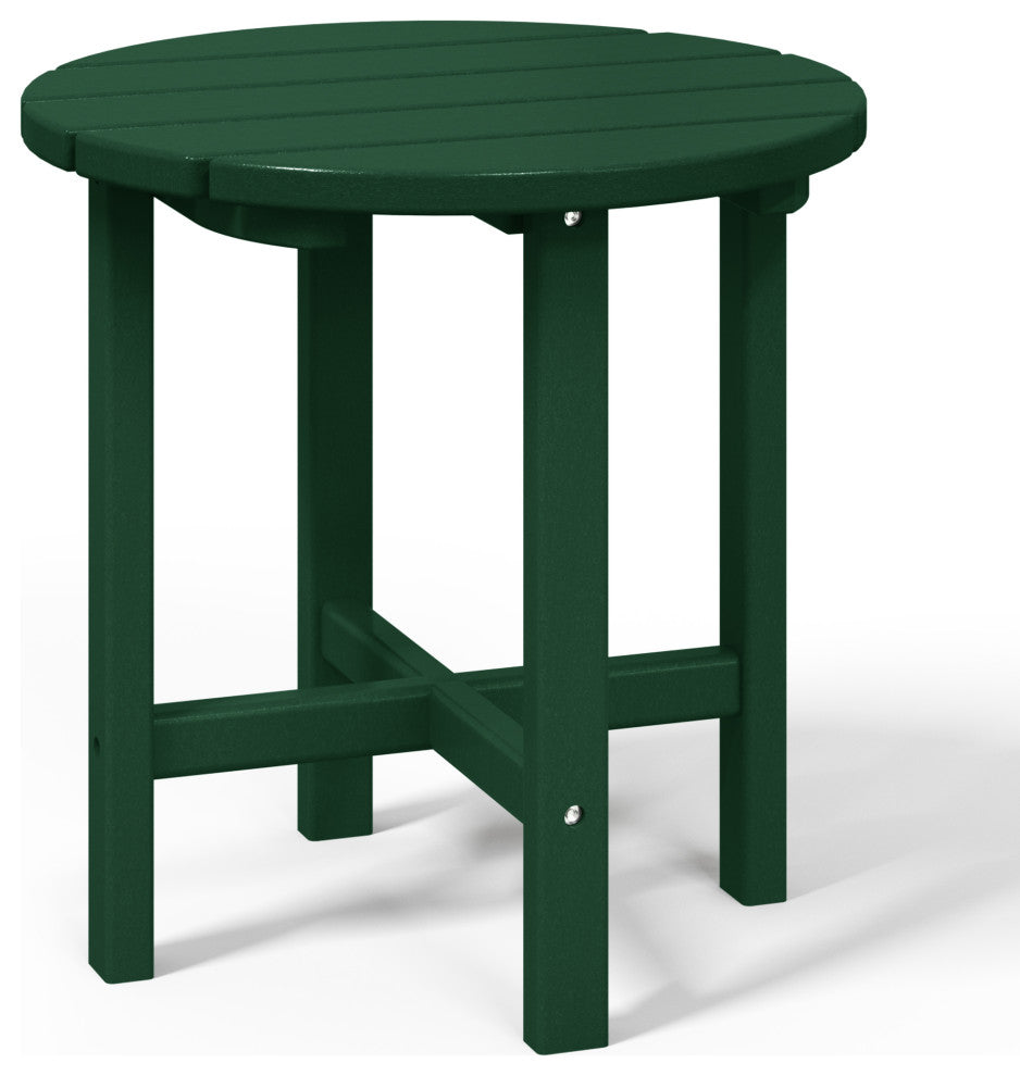 Adirondack Round Outdoor Side Table, Dark Green