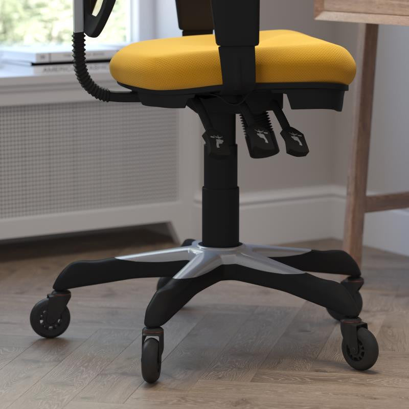 Nicholas Mid-Back Multifunction Ergonomic Office Chair-Yellow-Orange