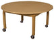 Mobile Round High Pressure Laminate Table with Hardwood Legs, 24"