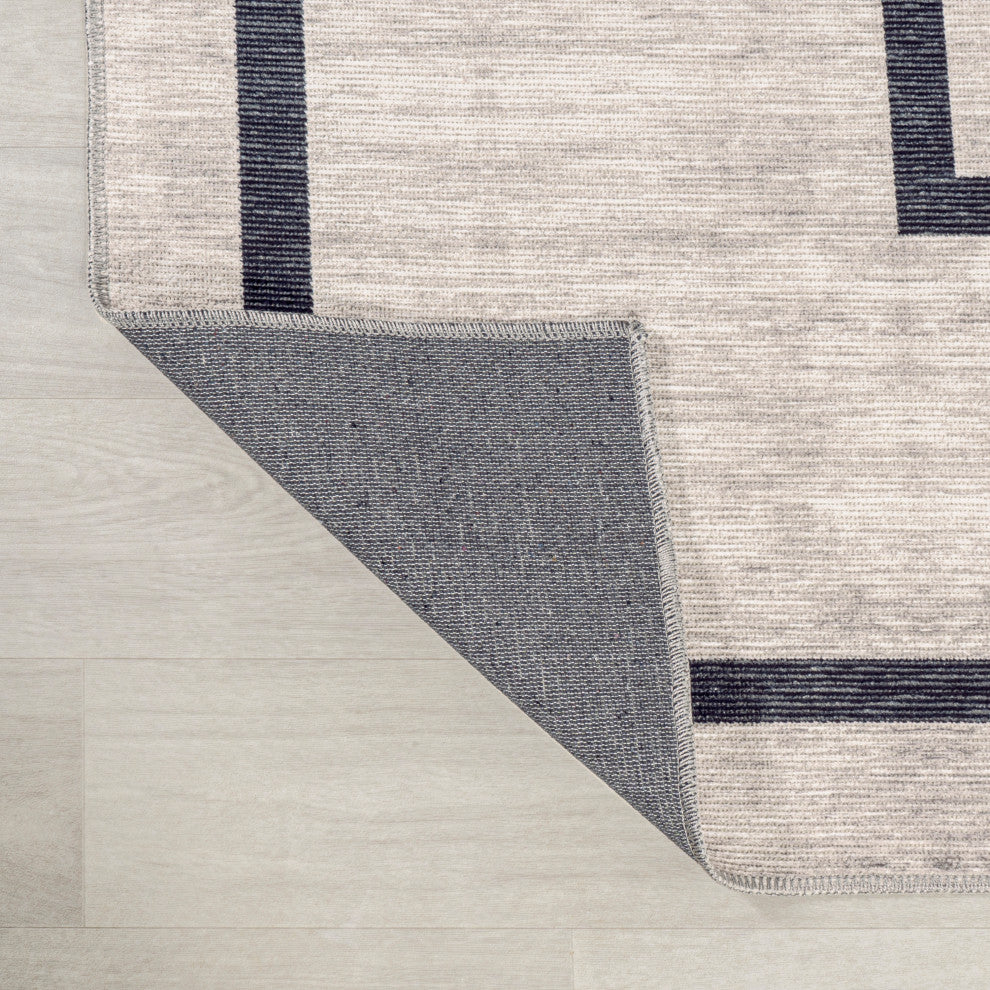 Ashkii Minimalist Medallion Machine-Washable Area Rug, 9 X 12