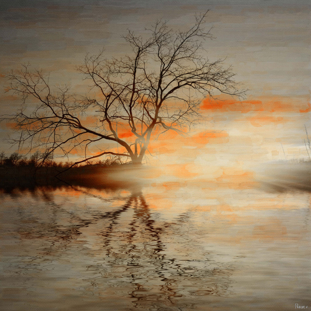 "Red Leafs B" Fine Art Canvas Print, 18"x18"