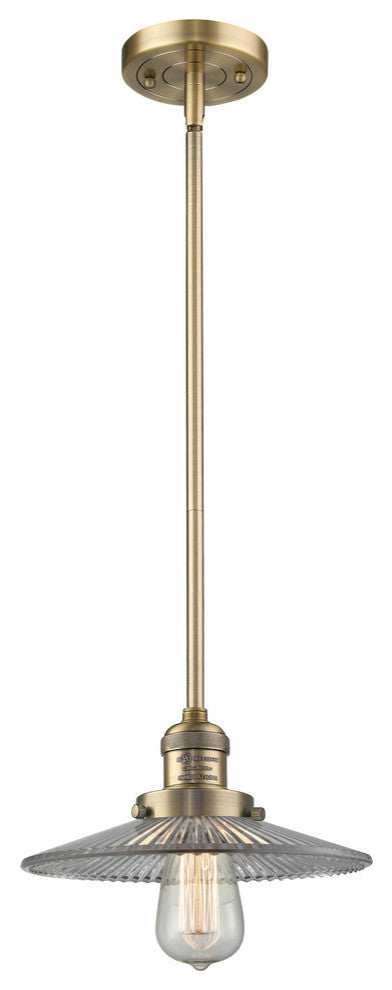 Halophane 1-Light Mini Pendant, Brushed Brass