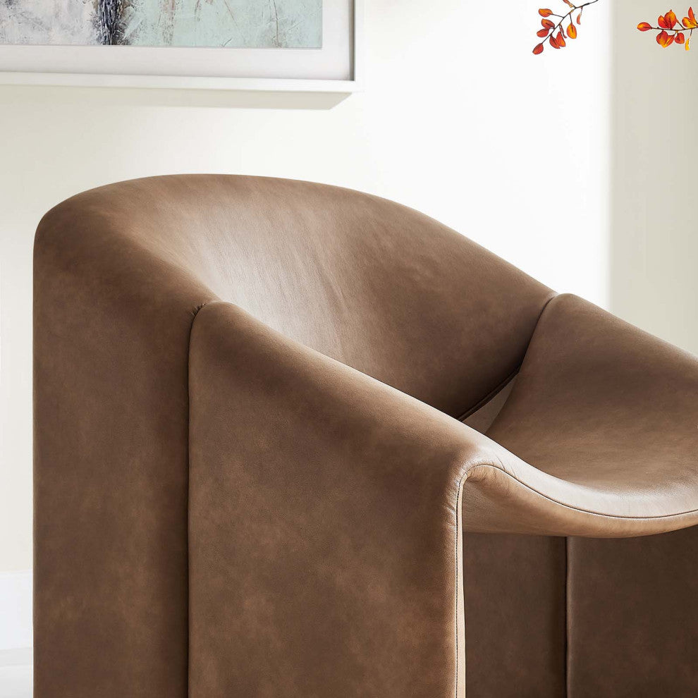 Vivi Vegan Leather Accent Chair - Brown