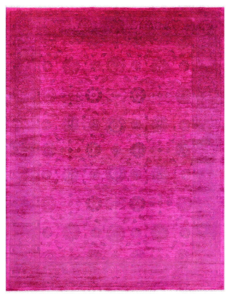 9' 1" X 11' 7" Overdyed Full Pile Handmade Wool Rug - Q12857