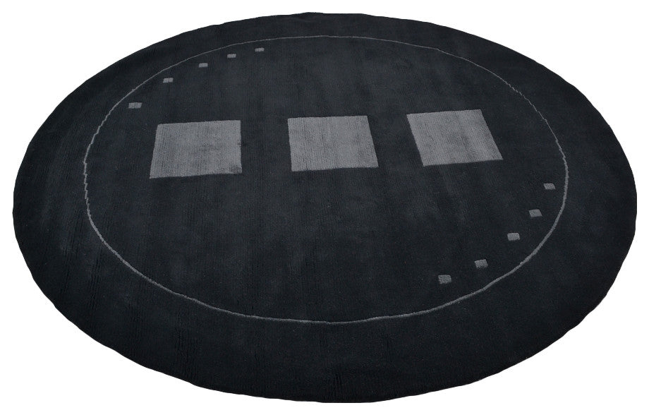 Hand Knotted Tibbati Wool Area Rug Contemporary Black