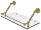 Dottingham 18" Floating Glass Shelf with Gallery Rail, Unlacquered Brass